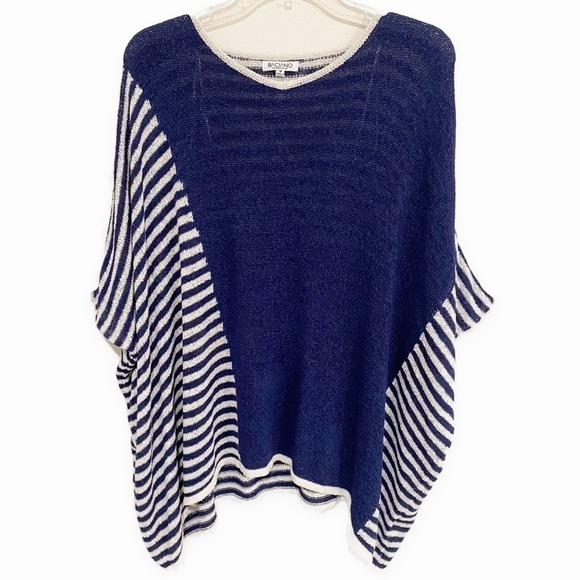 Baciano Tops - Baciano | Striped Knit Dolman Top Blue White Oversized Size Medium